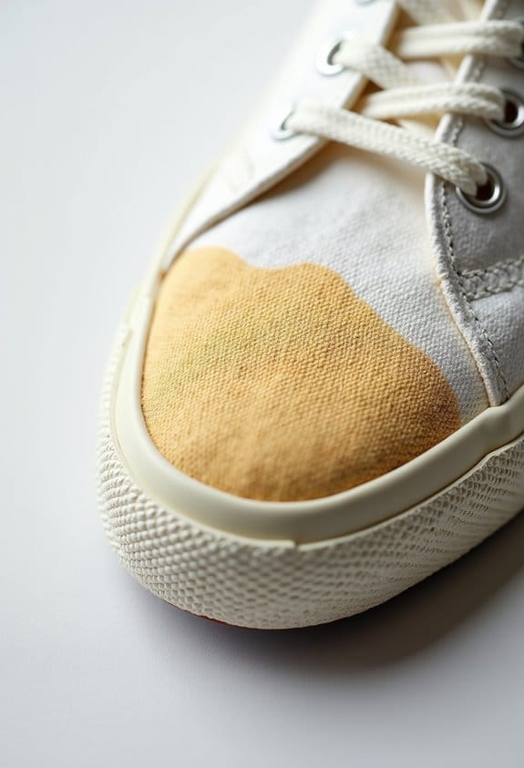 causes of yellowing canvas shoes